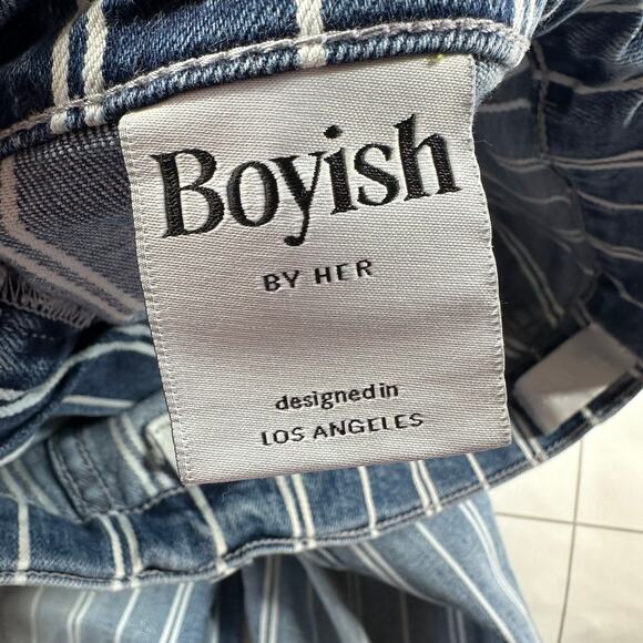 Boyish Jeans Womens 26 Blue Carter Striped They Made Me a Criminal Cotton Blend - Picture 5 of 15